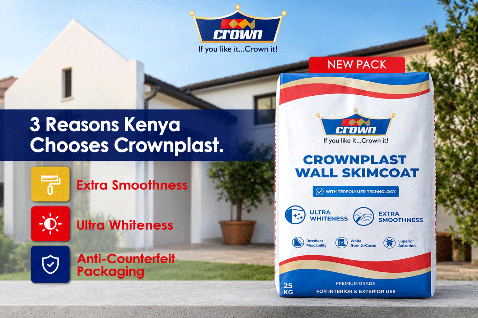 Crownplast Wall Skimcoat: New Look. Superior Finish. Improved Packaging.