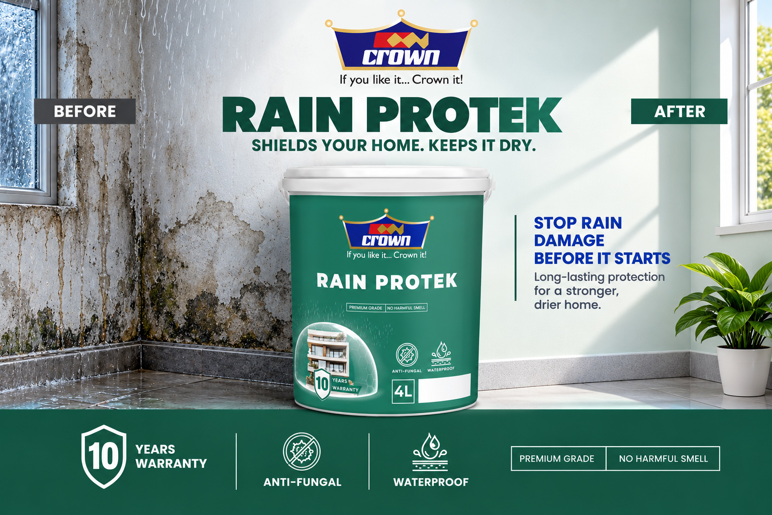 Crown Rain Protek | Waterproofing Paint in Kenya
