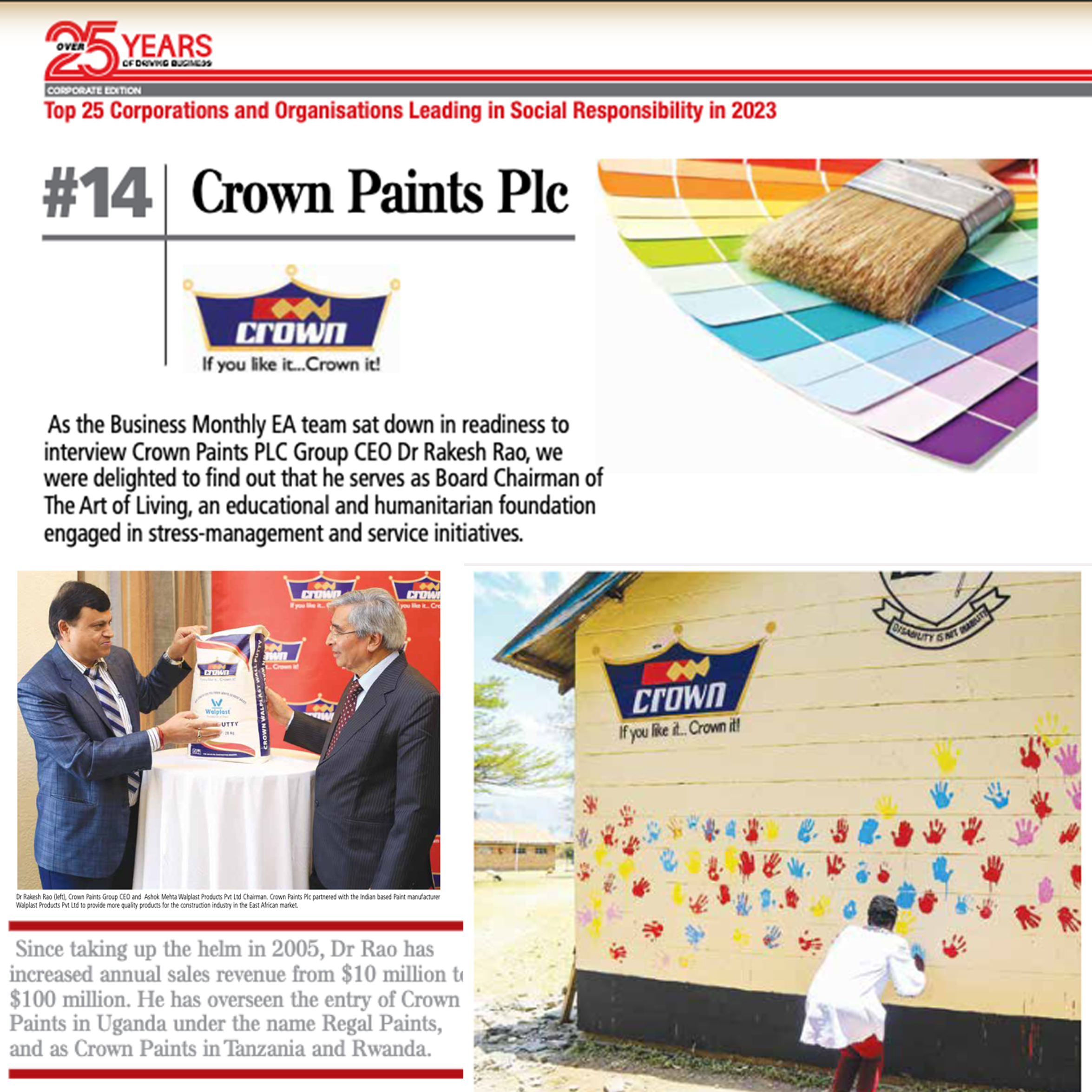 Top 25 Leading Organizations in SR in 2023 Crown Paints Kenya PLC